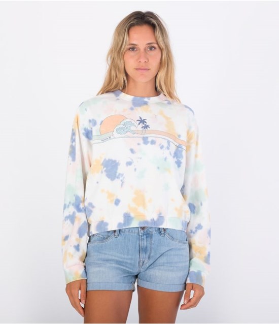 Hurley Hoodie Raya Tie Dye Cropped Crew Fun Tie Dye | 01759SPBN
