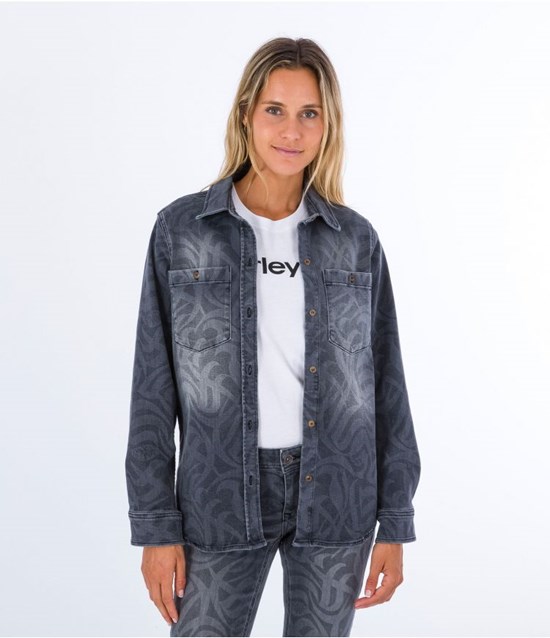 Hurley Shirt Denim Oceancare Svarta | 87120HCZO