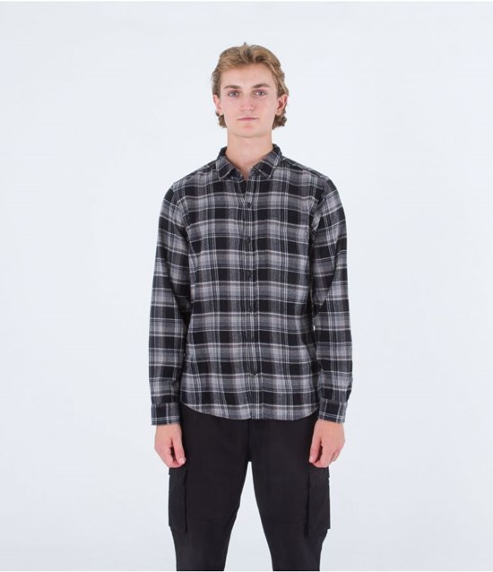 Hurley Shirt Flannel Portland Organic Svarta | 17389JVLQ