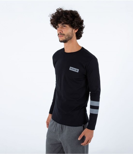 Hurley T-shirt Long Sleeve Oceancare Block Party Svarta | 25183XEQT