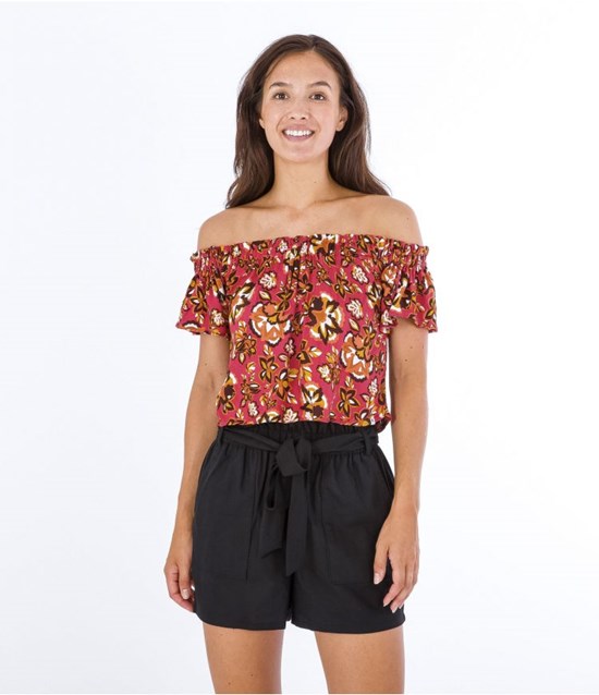 Hurley Top Fluid Off Shoulder Retro Floral | 13260BEVY