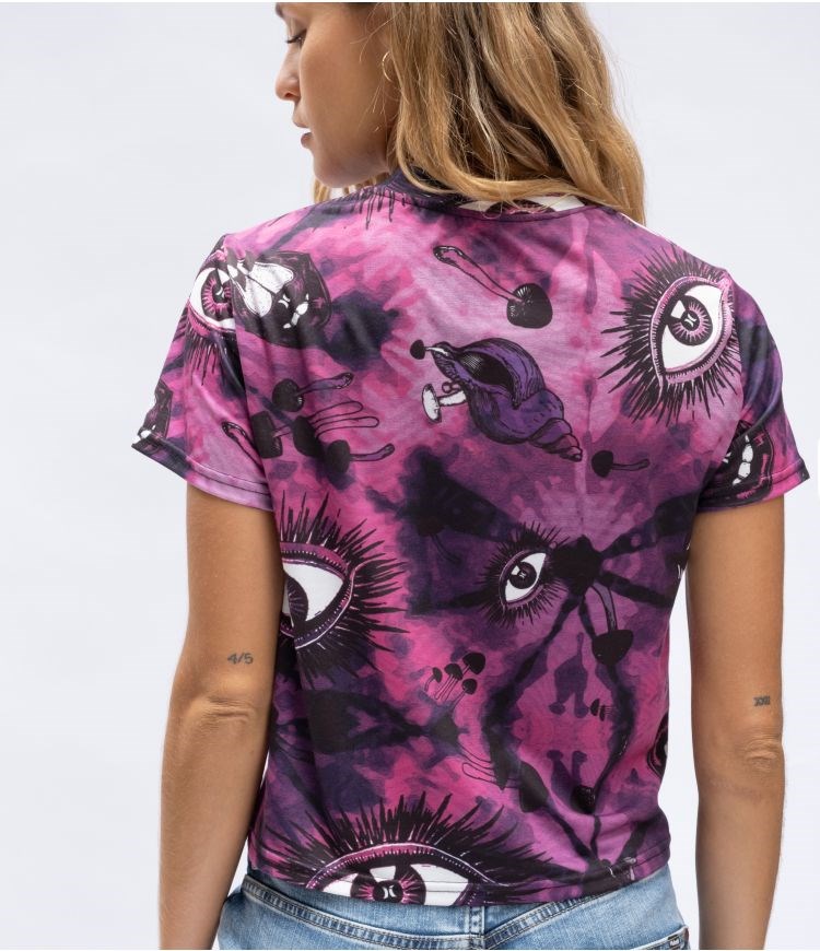 Hurley Elrow Eyes Allover Cropped Tee Tops And T-shirts Rosa | 32459BGNX