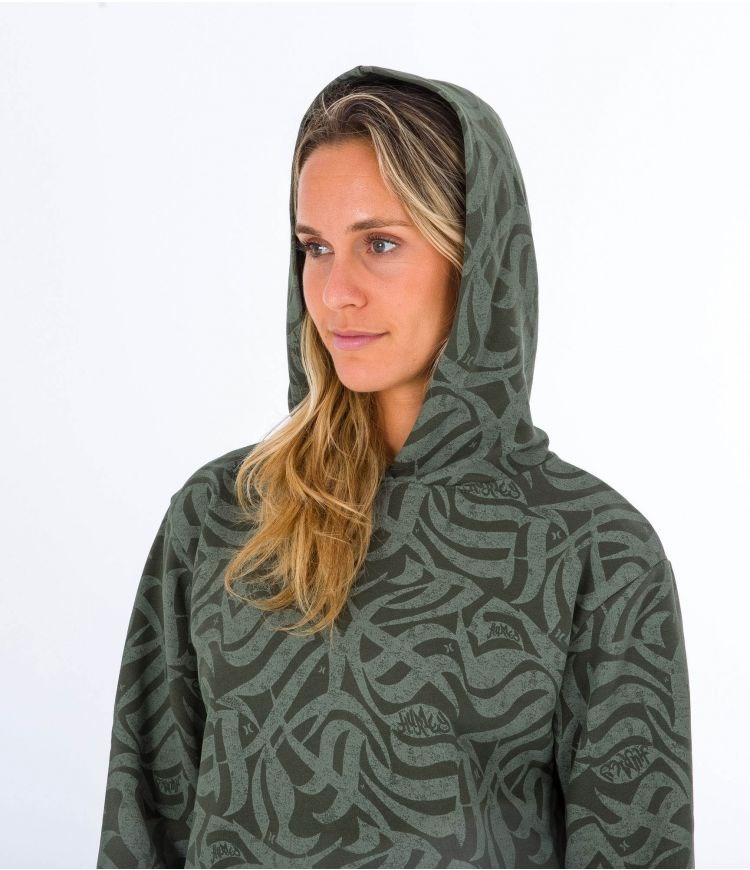 Hurley Hoodie Ocencare Full Print Olivgröna | 39701HRMQ