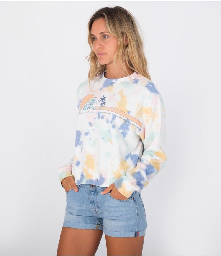 Hurley Hoodie Raya Tie Dye Cropped Crew Fun Tie Dye | 01759SPBN