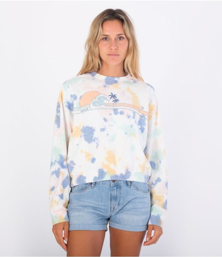 Hurley Hoodie Raya Tie Dye Cropped Crew Fun Tie Dye | 01759SPBN