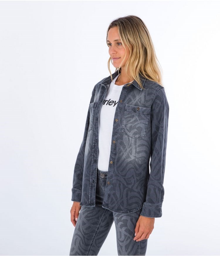 Hurley Shirt Denim Oceancare Svarta | 87120HCZO