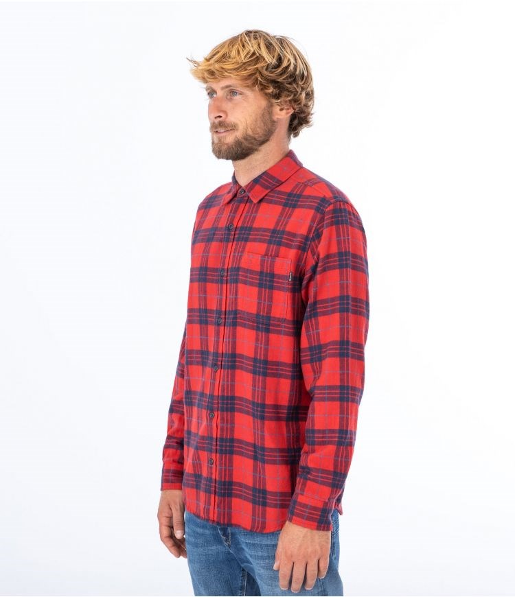 Hurley Shirt Flannel Portland Organic Kungsblått Röda | 17608NXJS