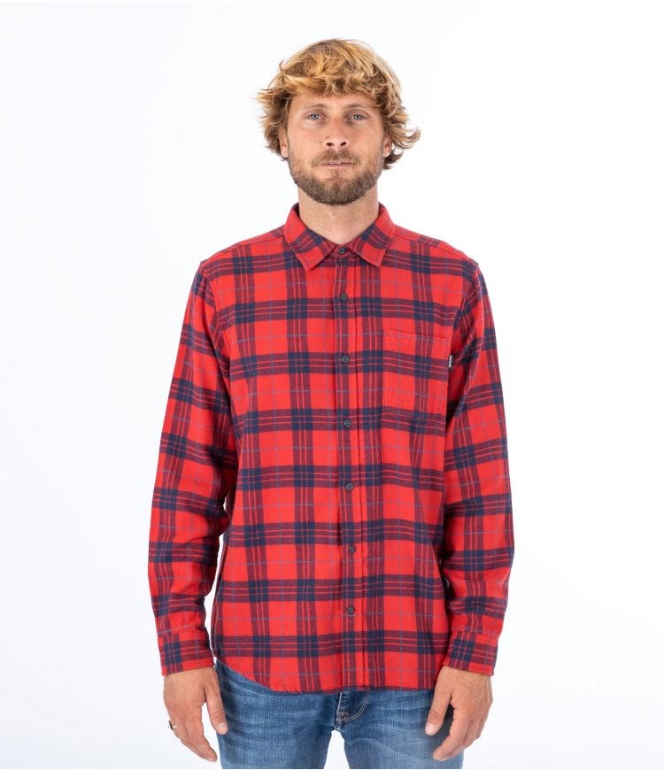 Hurley Shirt Flannel Portland Organic Kungsblått Röda | 17608NXJS