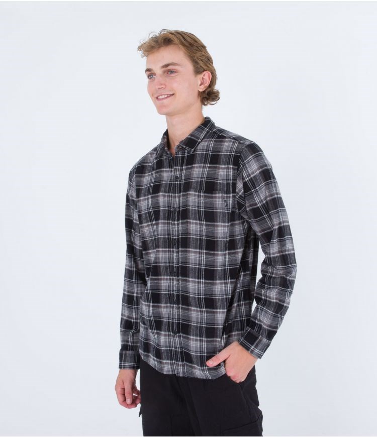 Hurley Shirt Flannel Portland Organic Svarta | 17389JVLQ