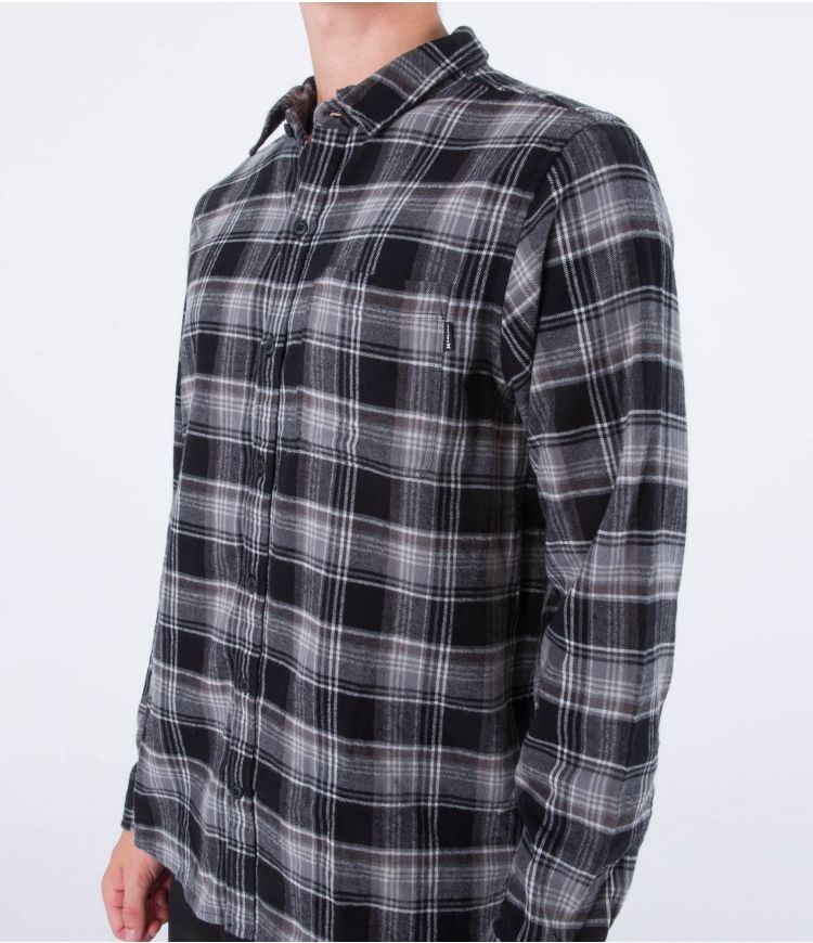 Hurley Shirt Flannel Portland Organic Svarta | 17389JVLQ
