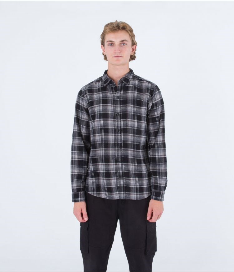 Hurley Shirt Flannel Portland Organic Svarta | 17389JVLQ