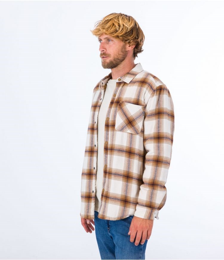 Hurley Shirt Flannel Portland Sherpa Fodrade Barely Bone | 19253GFJK