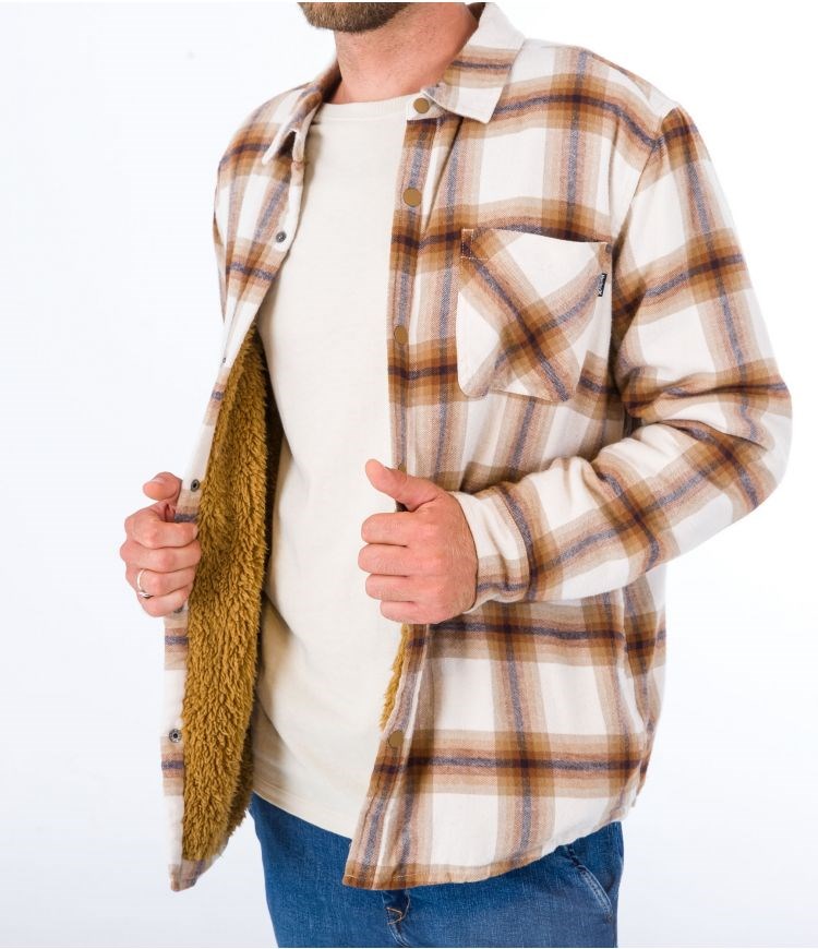 Hurley Shirt Flannel Portland Sherpa Fodrade Barely Bone | 19253GFJK