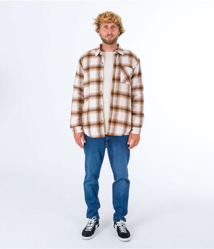 Hurley Shirt Flannel Portland Sherpa Fodrade Barely Bone | 19253GFJK