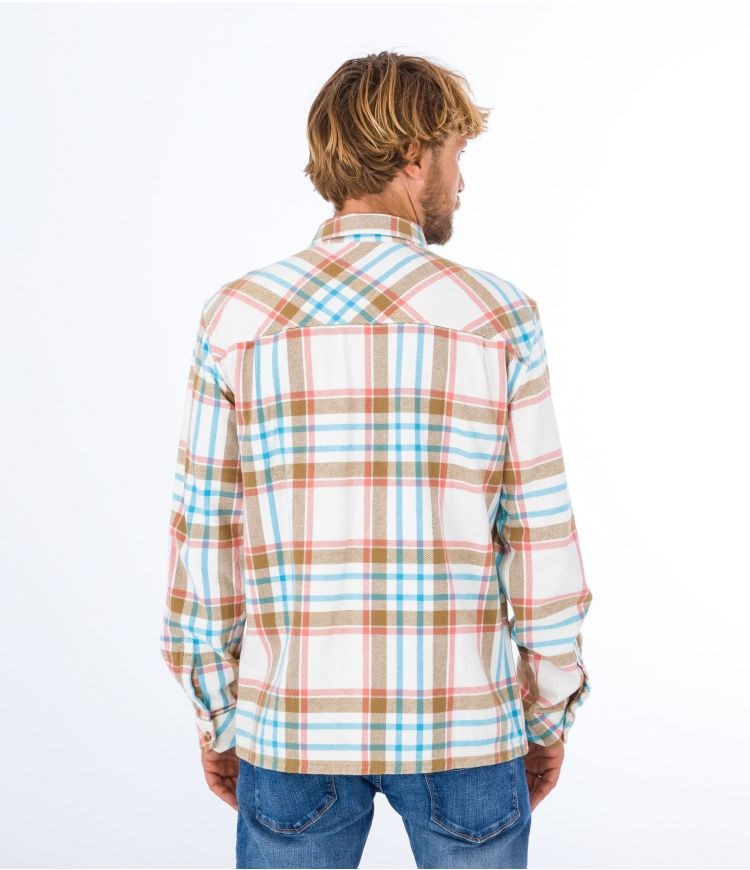 Hurley Shirt Flannel Santa Cruz Shoreline Barely Bone | 43091BKEU