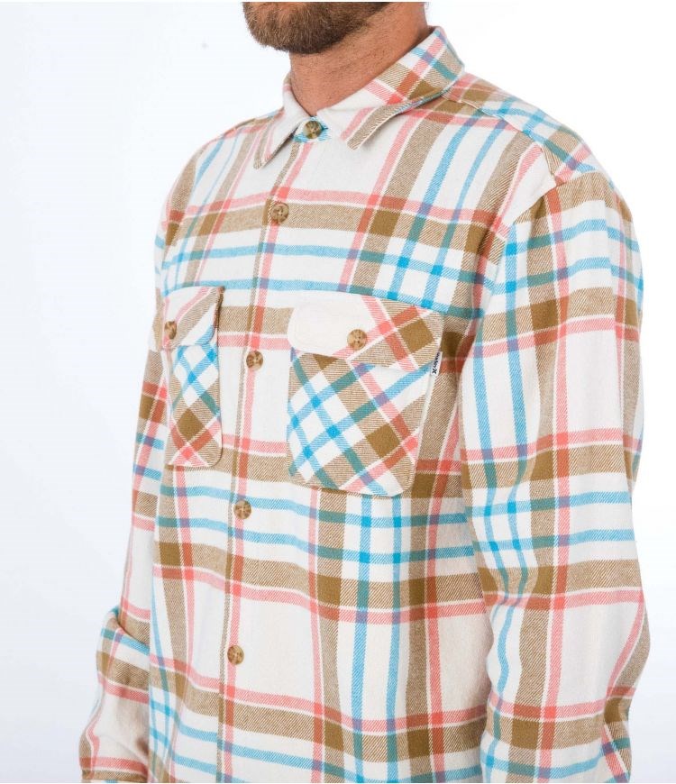 Hurley Shirt Flannel Santa Cruz Shoreline Barely Bone | 43091BKEU