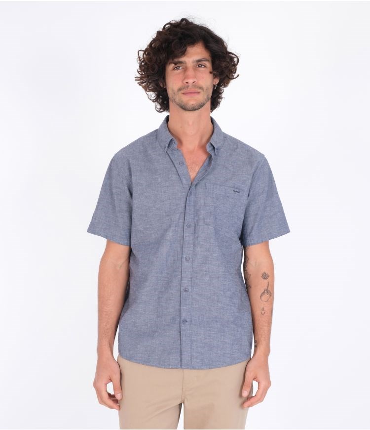 Hurley Shirt Korta Sleeve O&o Space Dye Marinblå | 46581QRYJ