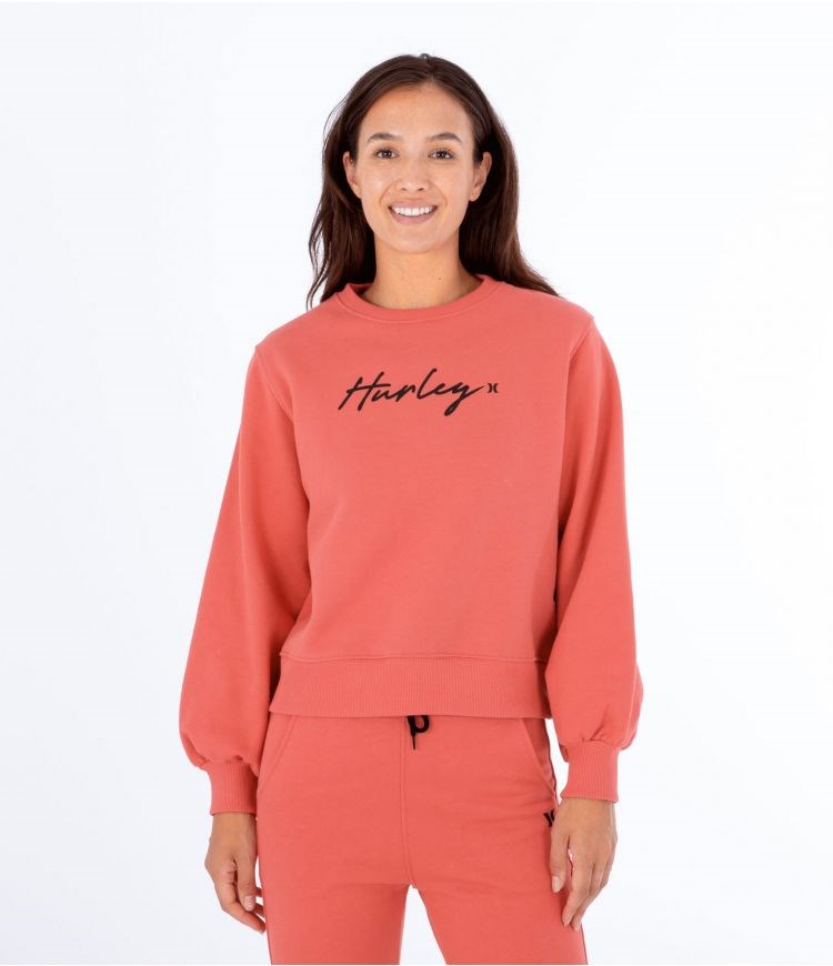 Hurley Sweatshirt Crew Neck Oceancare O&o Script Röda | 70164GEUV