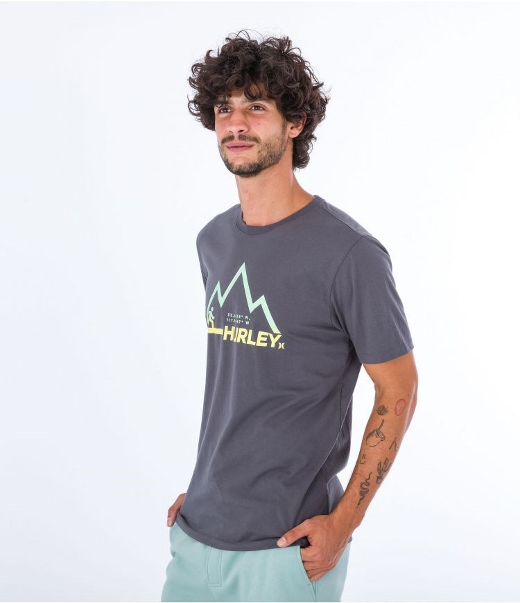 Hurley T-shirt Korta Sleeve Everyday Explore Mountain Man Grå | 41970QDCU