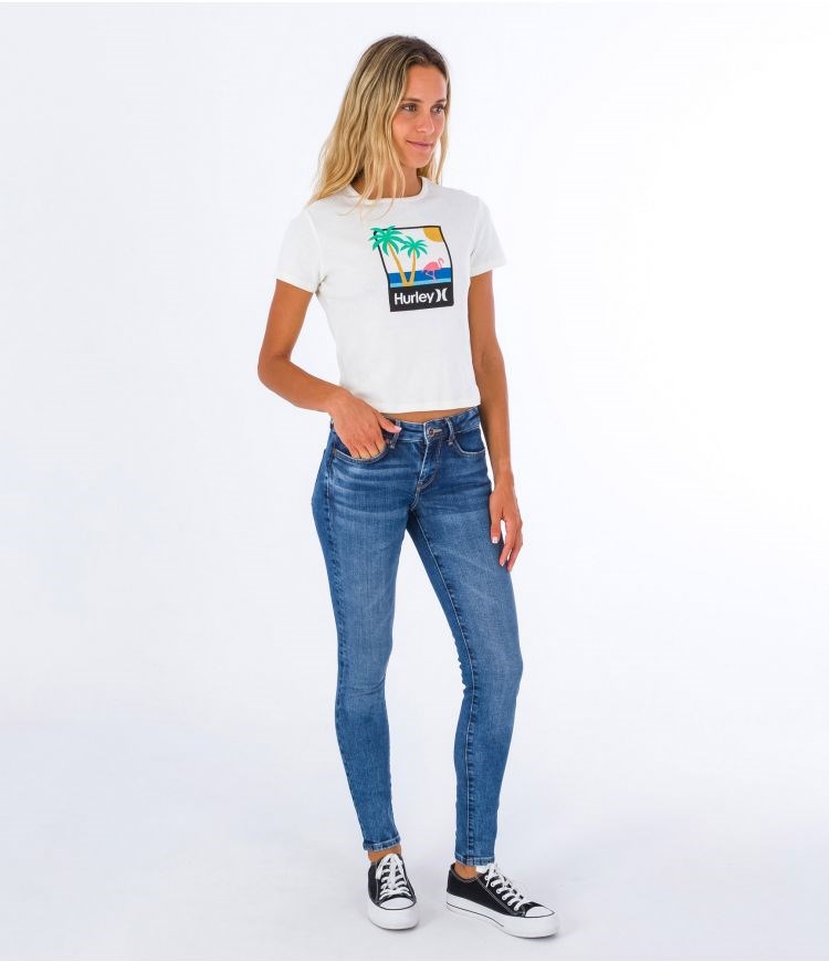 Hurley T-shirt Korta Sleeve Mingo Rib Baby Vita | 95170HGVJ
