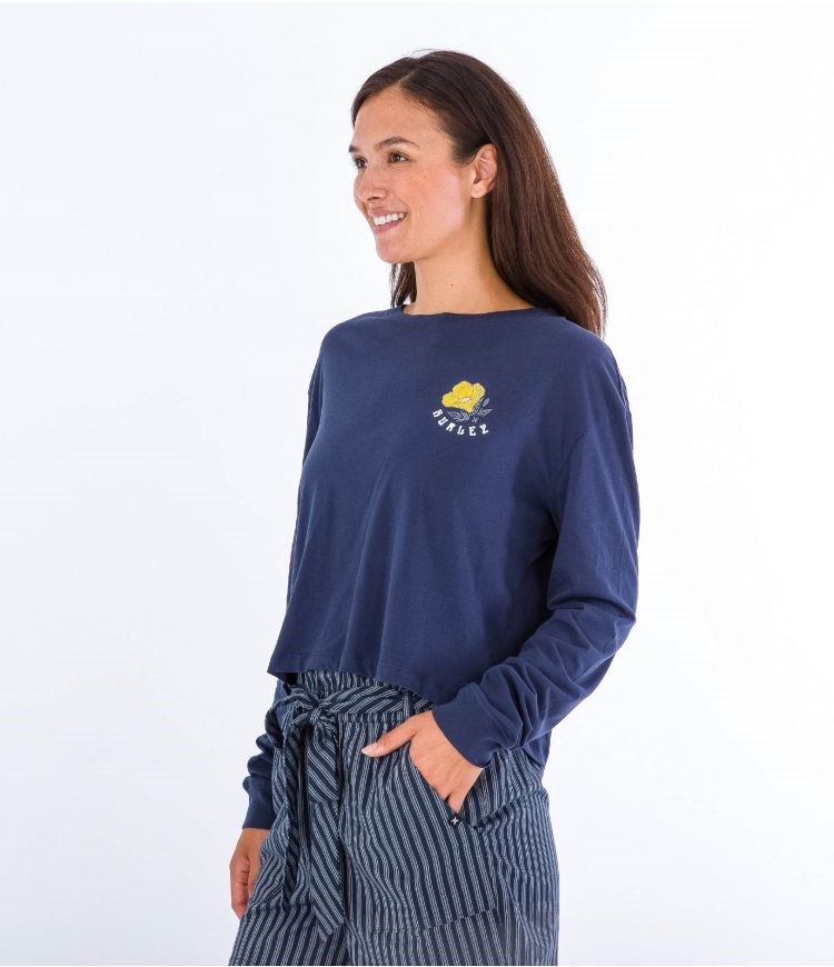 Hurley T-shirt Long Sleeve Anna Washed Mörkblå | 82453RWON