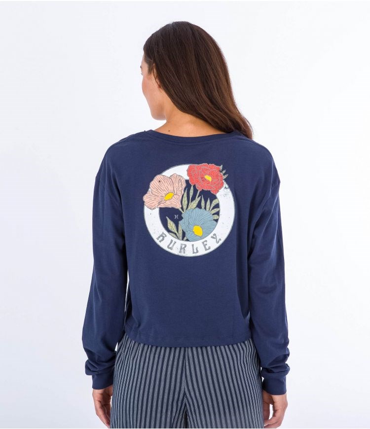 Hurley T-shirt Long Sleeve Anna Washed Mörkblå | 82453RWON
