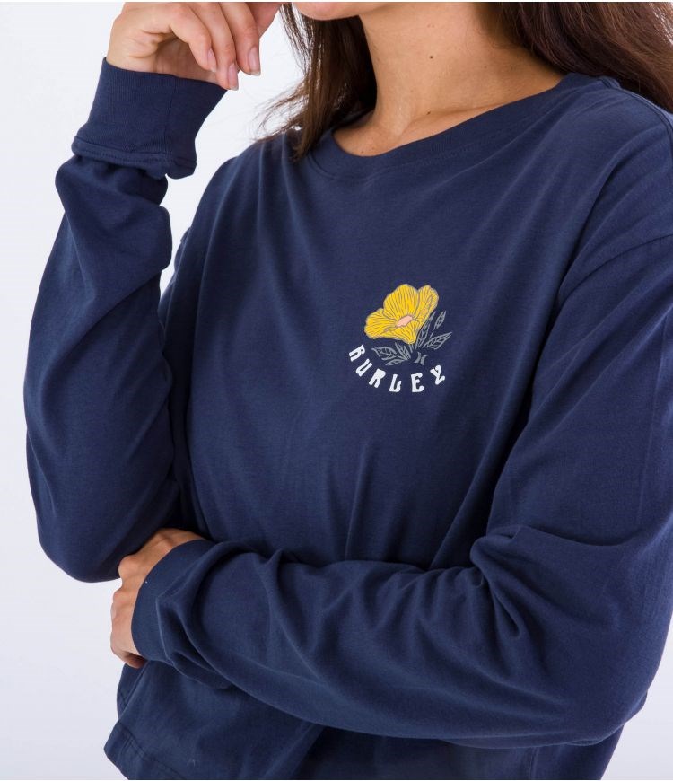 Hurley T-shirt Long Sleeve Anna Washed Mörkblå | 82453RWON