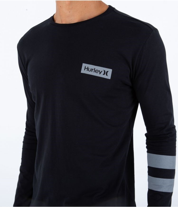 Hurley T-shirt Long Sleeve Oceancare Block Party Svarta | 25183XEQT