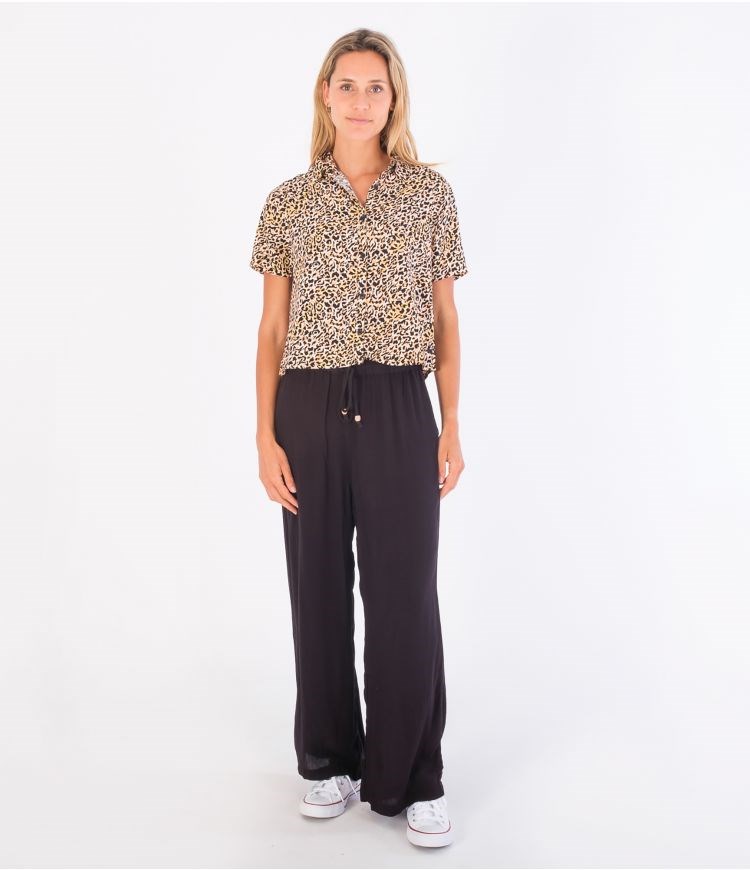 Hurley Trousers Fabric Alisa Breda Leg Svarta | 65402YGPE