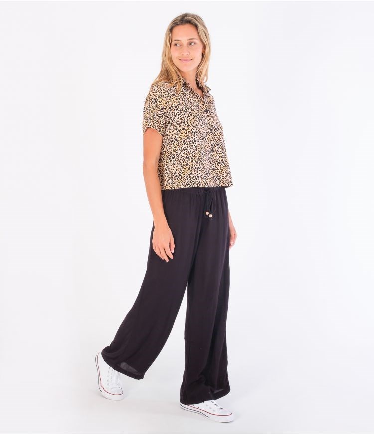 Hurley Trousers Fabric Alisa Breda Leg Svarta | 65402YGPE
